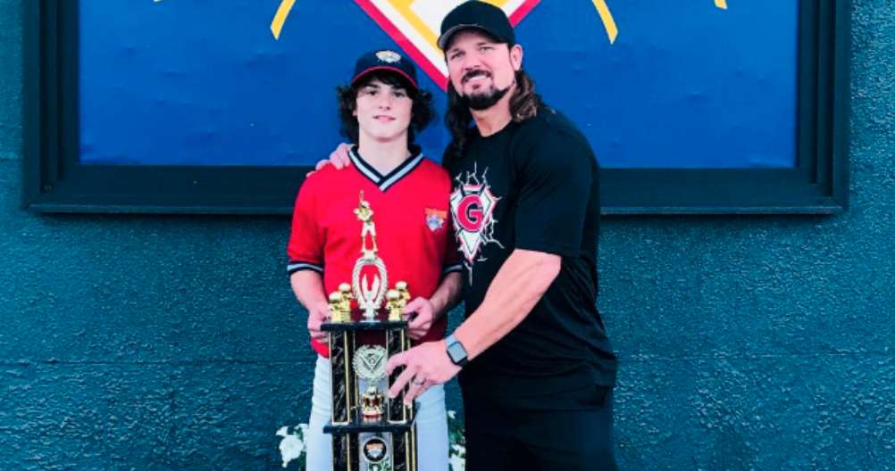 Image of AJ Styles and his eldest son