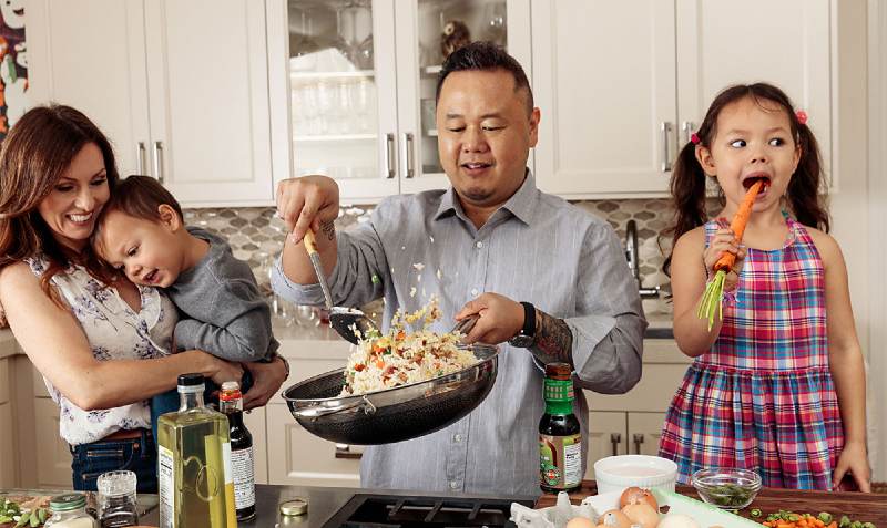 Image of famous chef, Jet Tila and family