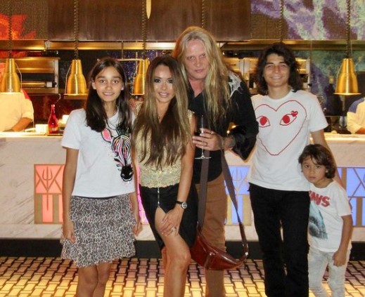 Image of the popular Canadian singer Sebastian Bach and his family