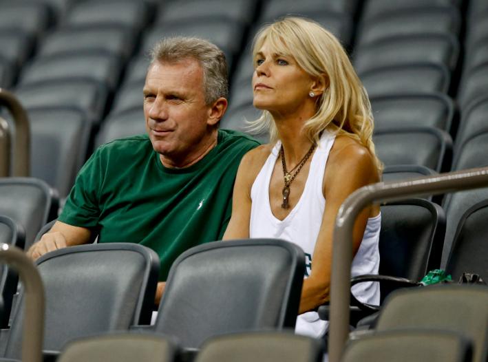 Jennifer Montana with her husband joe in stadium