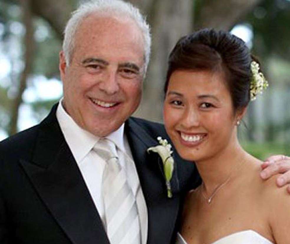 Tina Lai in wedding dress with her husband, Jeffery Lurie