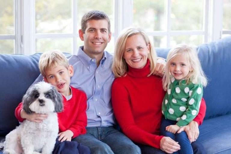Brad Steven with his wife and children