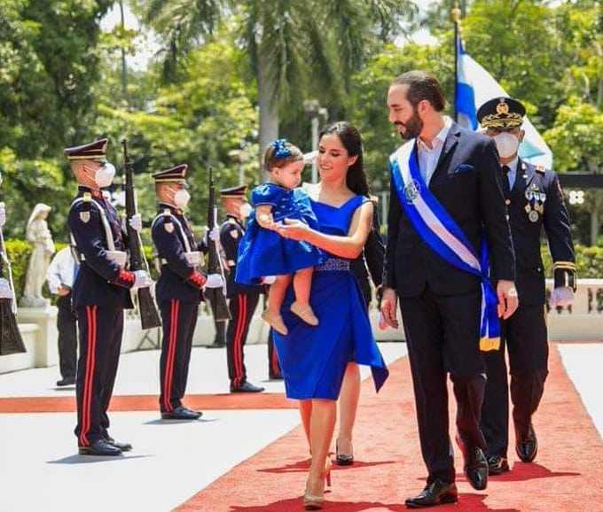 Nayib Bukele with his wife, Gabriela Rodriguez and daughter