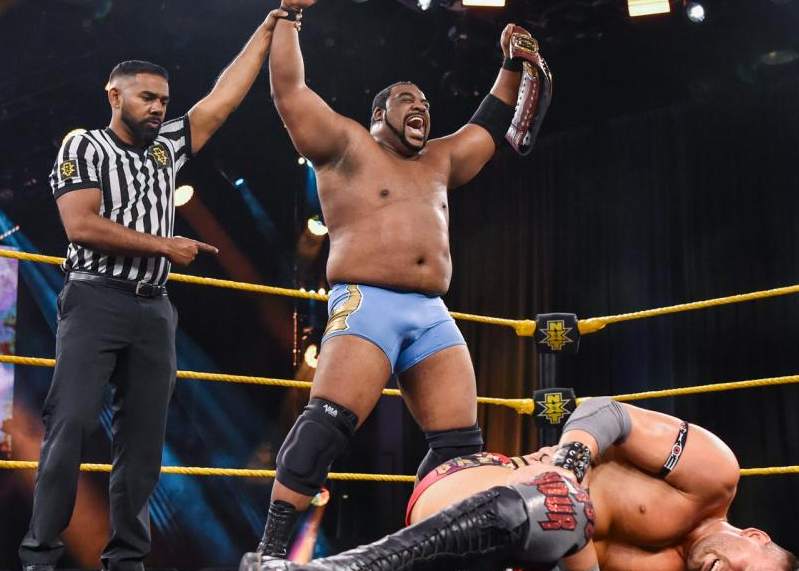 Keith Lee wining the match of WWE 