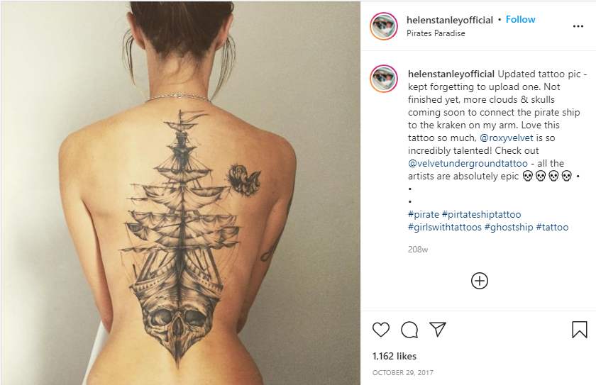 Helen Stanley posting tattoos image on instagram